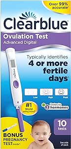 Clearblue Advanced Digital Ovulation Test Kit, Bonus Pregnancy Test, 10 Ovulation Tests & 1 Pregnancy Test