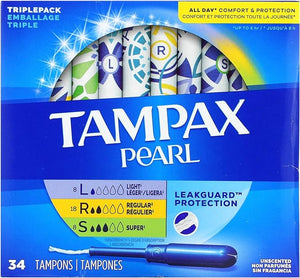 Tampax Pearl Triple Unscented Plastic Tampon Variety Pack