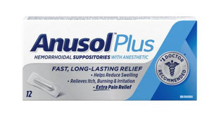 Anusol Plus Hemorrhoidal Suppositories with Anesthetic - 12 Pack