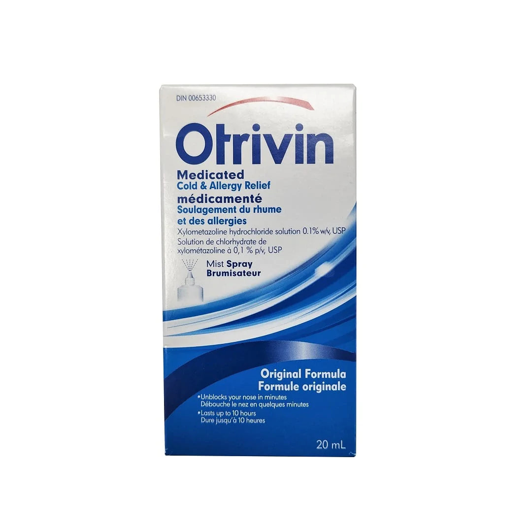 Otrivin Medicated Nasal Mist Spray, Cold and Allergy Relief (20mL) (with moisturizing formula)