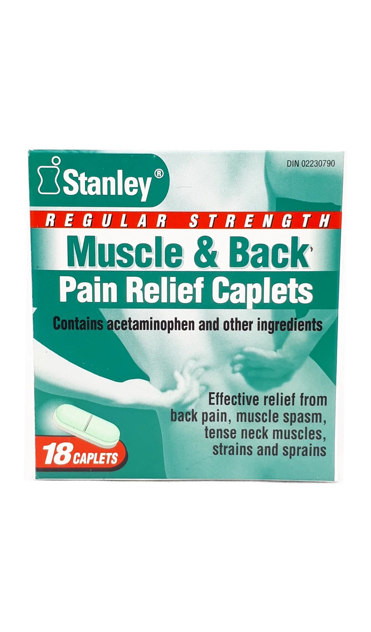Stanley MUSCLE & BACK PAIN RELIEF, REGULAR STRENGTH CAPLETS 18 Caplets