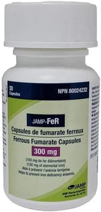 JAMP-FeR Iron 300 mg (Ferrous Fumarate), 30 count,