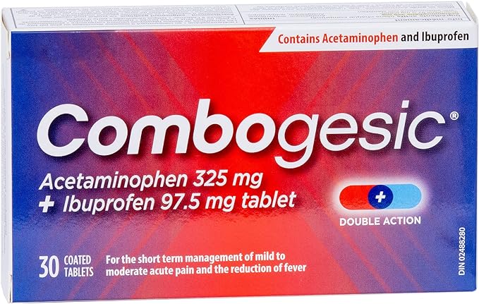 Combogesic - Double Action Acetaminophen + Ibuprofen 30 Tablets - Pain and Fever Relief