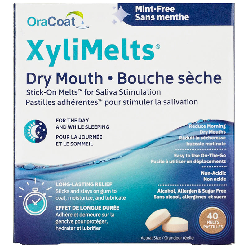 OraCoat Xylimelts - Dry Mouth Stick on Melts - Mint Free | 40 Melts