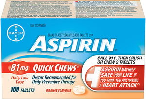 ASPIRIN 81mg QUICK CHEWS, 30 tablets