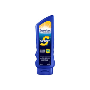 Coppertone Sport Sunscreen Lotion SPF 30, Lightweight and Water-Resistant UVA/UVB Protection, Stays On Strong When You Sweat, 259ml