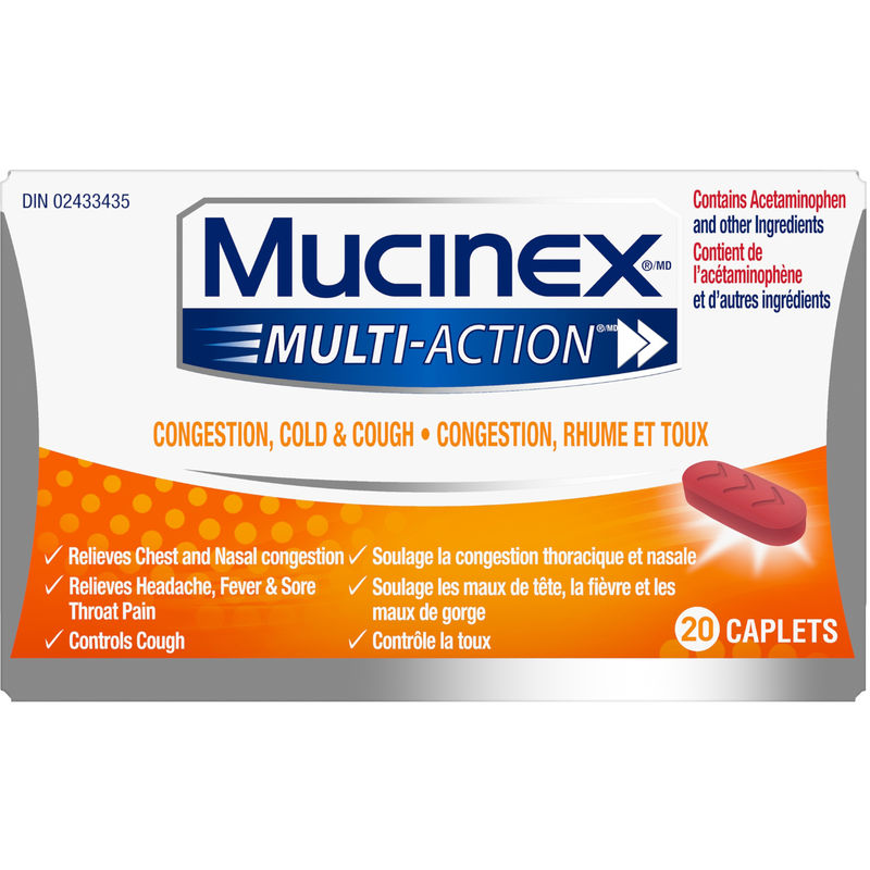 Mucinex Multi-Action Congestion, Cold, & Cough Caplets, 20 caplets