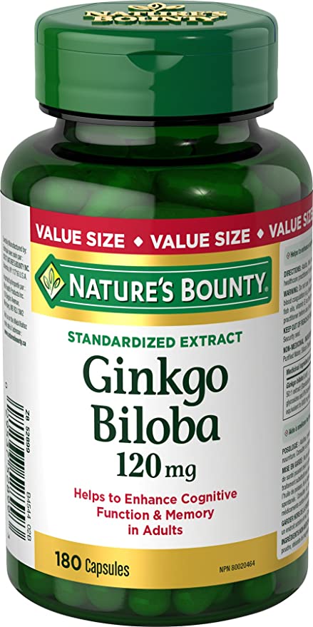 Nature's Bounty Ginkgo Biloba Supplement 120mg (180 cap)