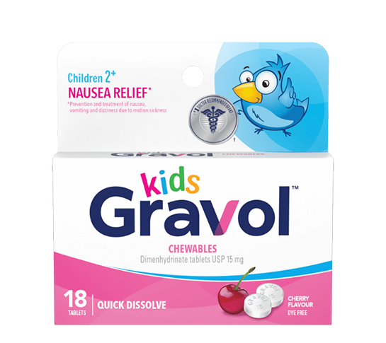 Gravol Kids Quick Dissolve Chewable Nausea relief(18 tab)