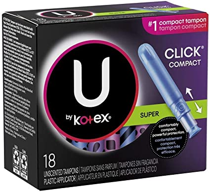 U by Kotex Click Compact Tampons, Super Absorbency (18 Count)