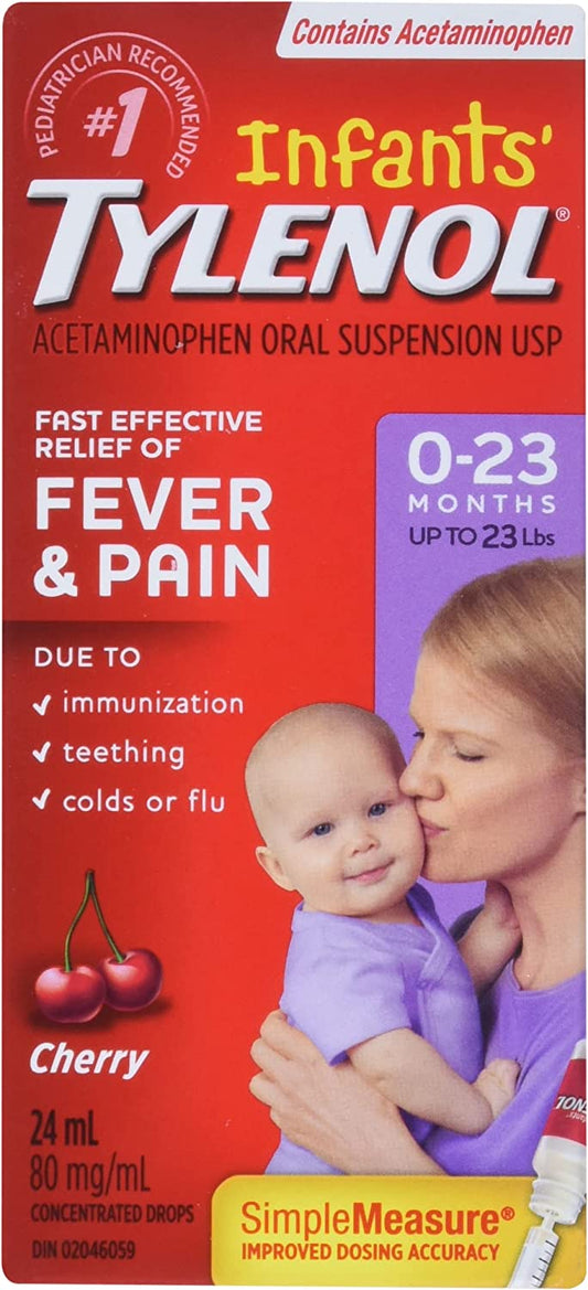 Tylenol Infant Fever, Teething and Pain Reliever for 0-23 months (24mL)